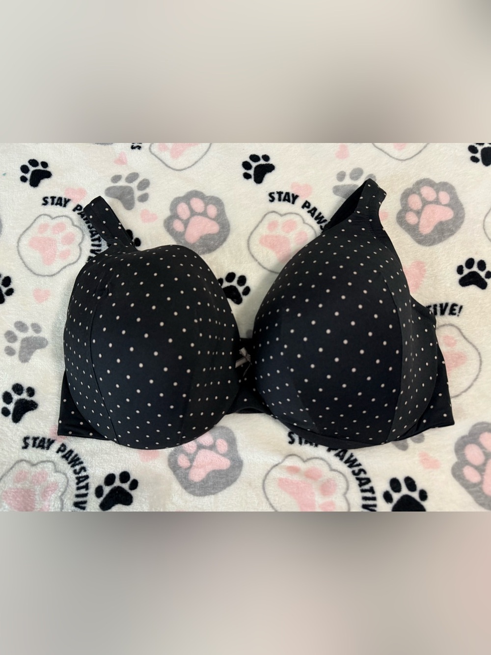 Black Polka Dot T-Shirt Bra - 44F